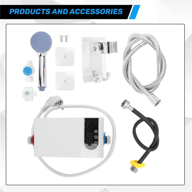 A70Z Fafa】4500W Newest Water Heater Instant Water Heater Tankless Instantaneous Faucet Tap Hot Water Crane LED Digital EU Plug