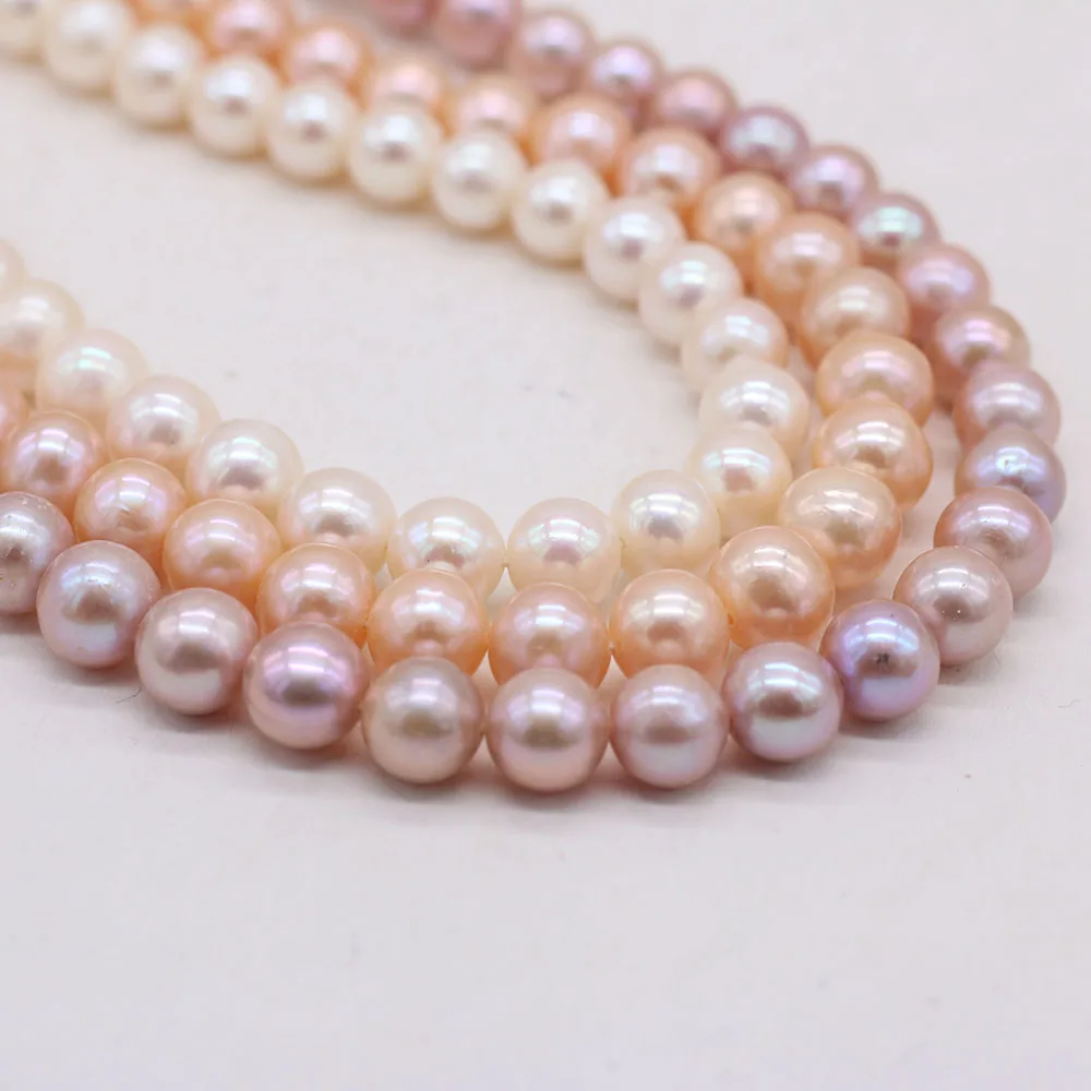 QSLLER Mutiara AAA Mutiara Air Tawar Alami Manik Bulat Dekat untuk DIY Wanita Pria Kalung Gelang Aksesori Pembuatan Perhiasan