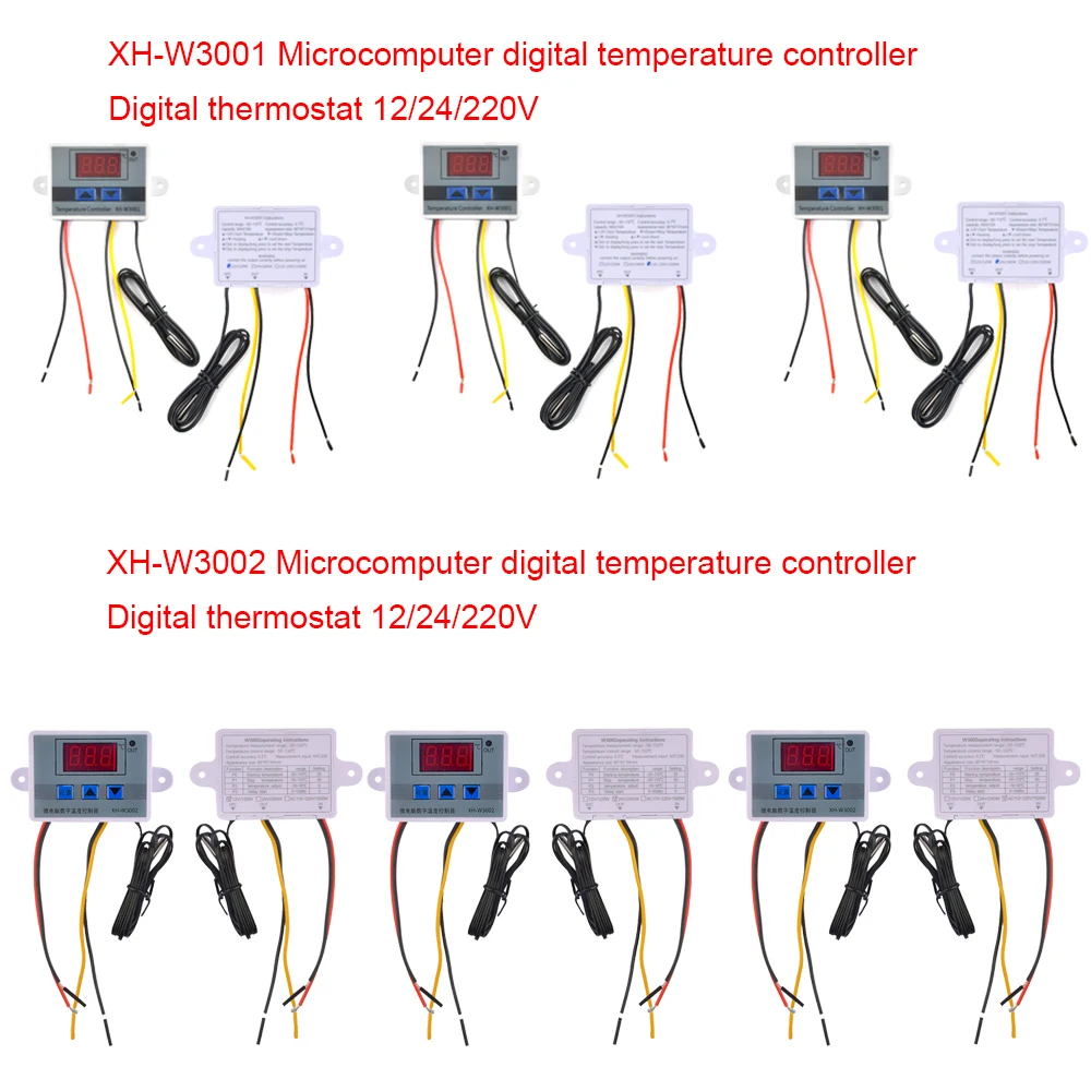 XH-W3001 XH-W3002 Temperature Controller AC110V-220V DC12V/24V LED Digital Control Thermostat Switch Thermoregulator Sensor