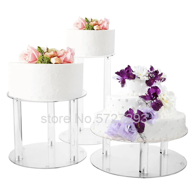 3 Tier Acrylic Round Wedding Cake Stand Clear Birthday Cupcake Holder Dessert Display Platter