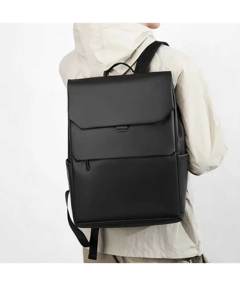 Large capacity leather film versatile schoolbag fashion trend college student backpack commuter backpack men