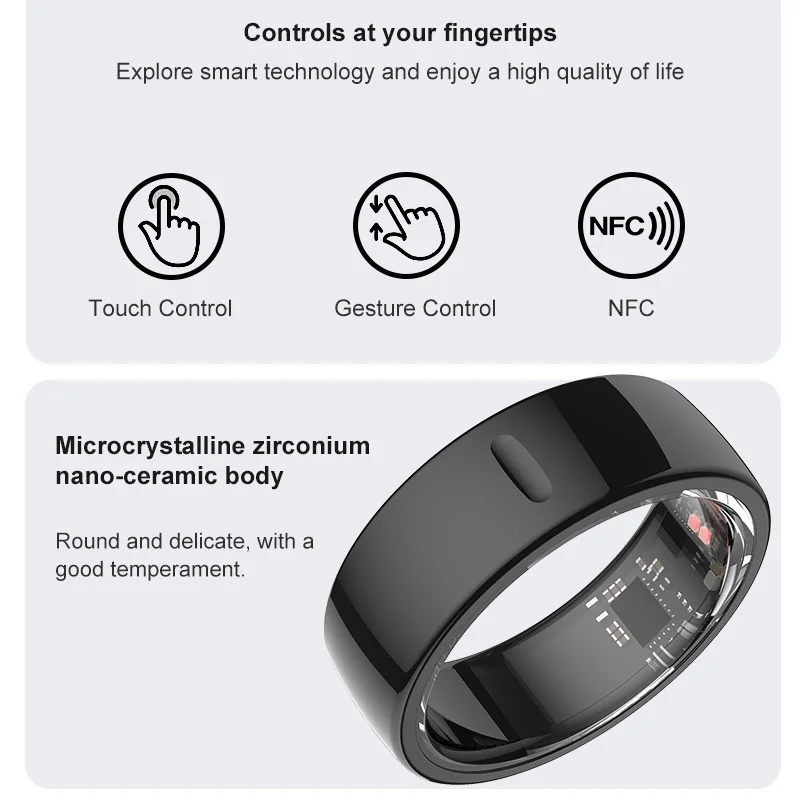 Usmiley Nuovo rosa musulmano Conteggio R5 Elogio Smart Ring Notifica Promemoria Monitor della temperatura della pelle Touch NFC Smart Ring