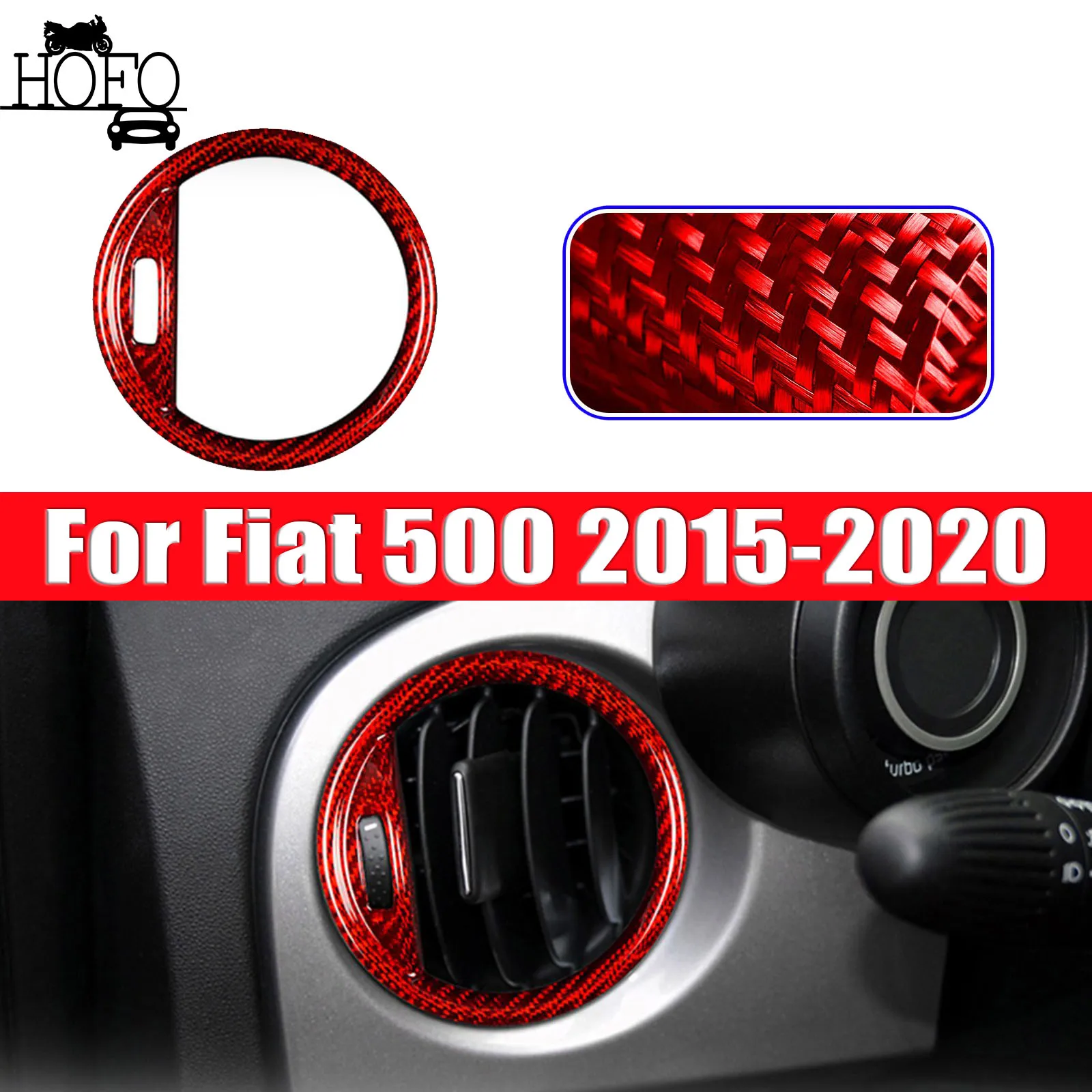 

Dashboard Air Conditioning Vent Decorative Frame Real Carbon Fiber For Fiat 500 2015-2020