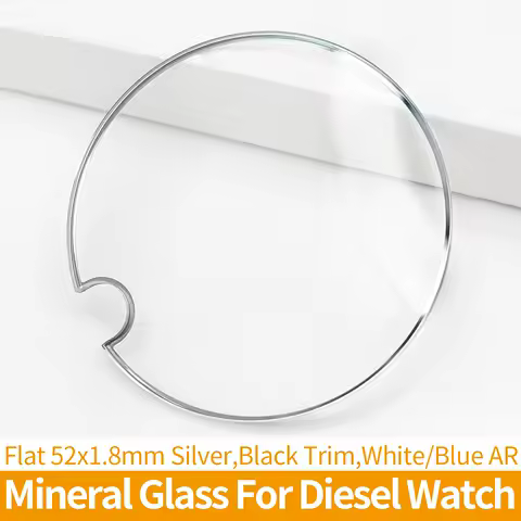 Silver Black Trim Mineral Glass For Diesel Dise DZ 7126 7214 7127 Watch Crsytal Scratch Resistant Surface Replacement Parts
