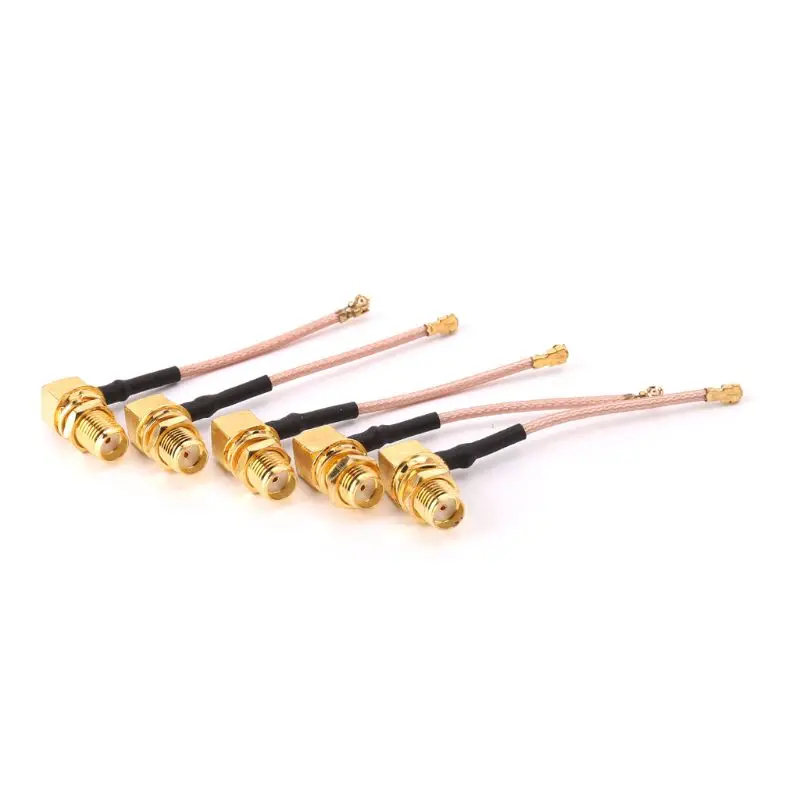 090f 5pcs زاوية اليمنى SMA SMA إلى UFL/IPX/IPEX RF COAXIAL ADAPTER RG178 PIGALL CAB
