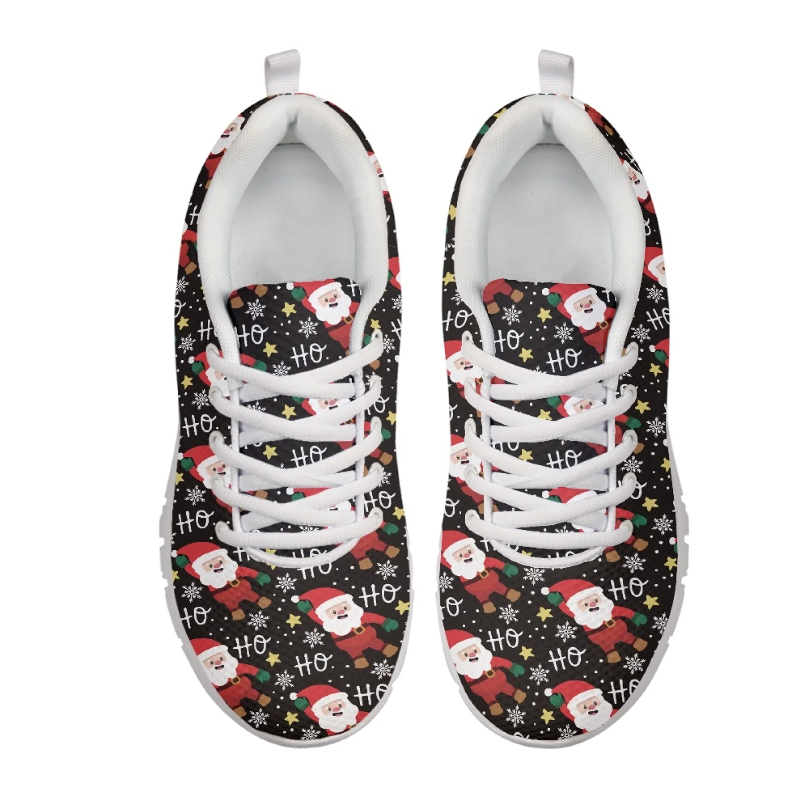 Coloranimal Santa Ho Ho Print Non-slip Sole Running Shoes Walking Mesh Shoes Work Shoes for Men Women