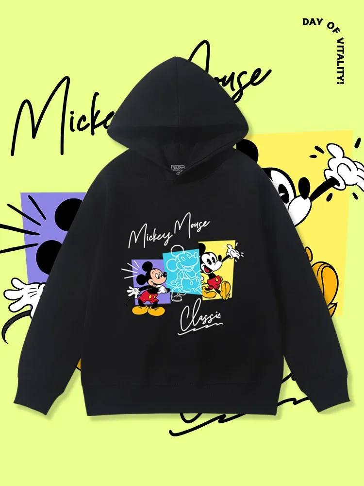

Children's Boys Girls Autumn and Winter Casual Hooded Sweatshirt Disney Mickey Mouse Printed Warm Hooded Sweatshirt