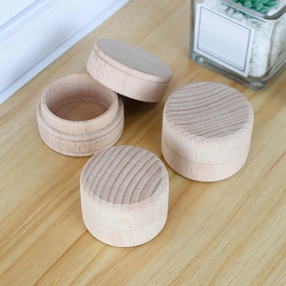 Decorative Round Wooden Box Wooden Crafts Jewelry Box Handmade Beads Container Gift