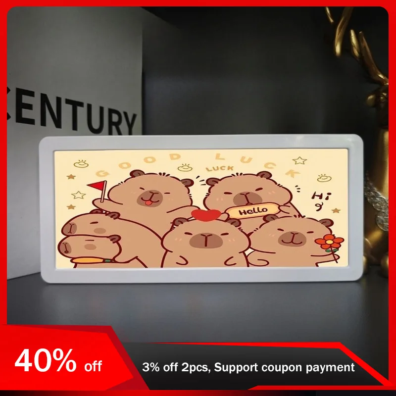 

18.5cm/7.28in Capybara 3D Light Box LED Anime Cartoon Kawaii Creativity Lamp Night Desktop Luminous Toys Gift Bedroom Decoration