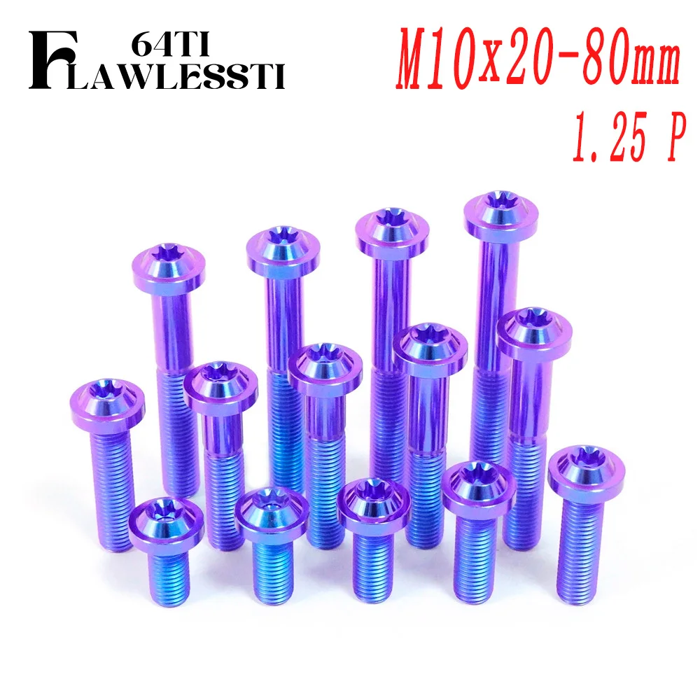 FLAWLESSTI M10x20-80 1.25 Pitch Gr5 Titanium Bolts Exhaust Pipe Swingarm Rear Shock Caliper Bolt for Xmax 300 Tmax 560 S1000RR