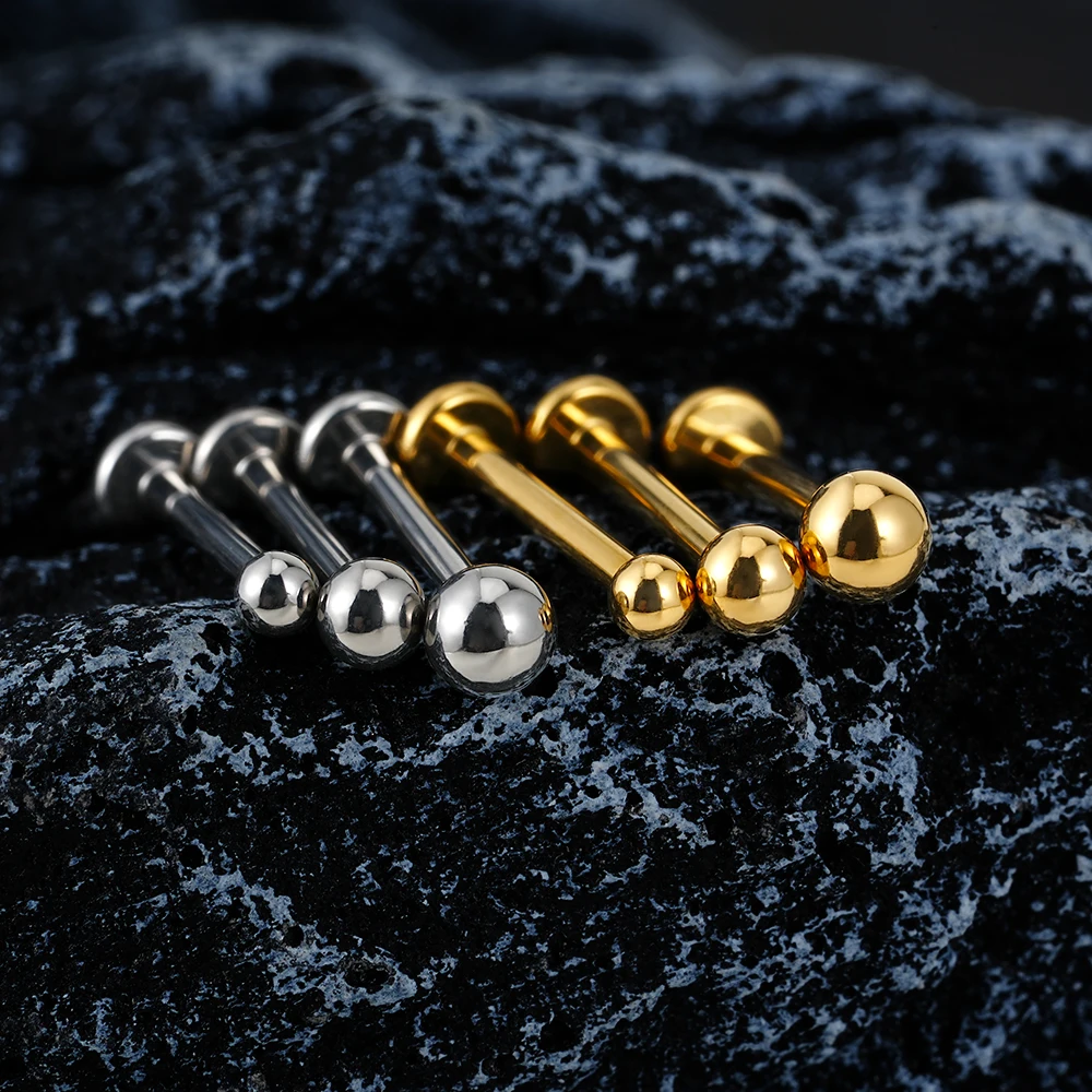 Right Grand 18G/16G ASTM F136 Titanium 2/2.5/3mm Ball Threadless Push Pin Labret Stud Earring Nose Tragus Cartilage Conch Forward Helix Studs Flat back Earlobe Piercing Body Jewelry