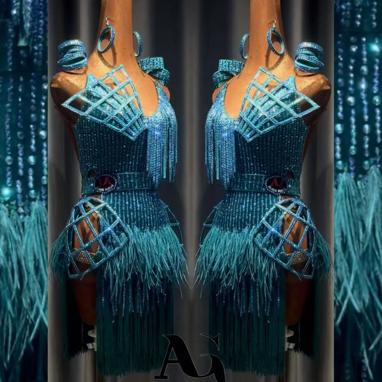 Latin Dance Adult Children'S Dress AB Stone High-End Custom Velvet Three-Dimensional Suspender Precisely Tango Women'S Clothing