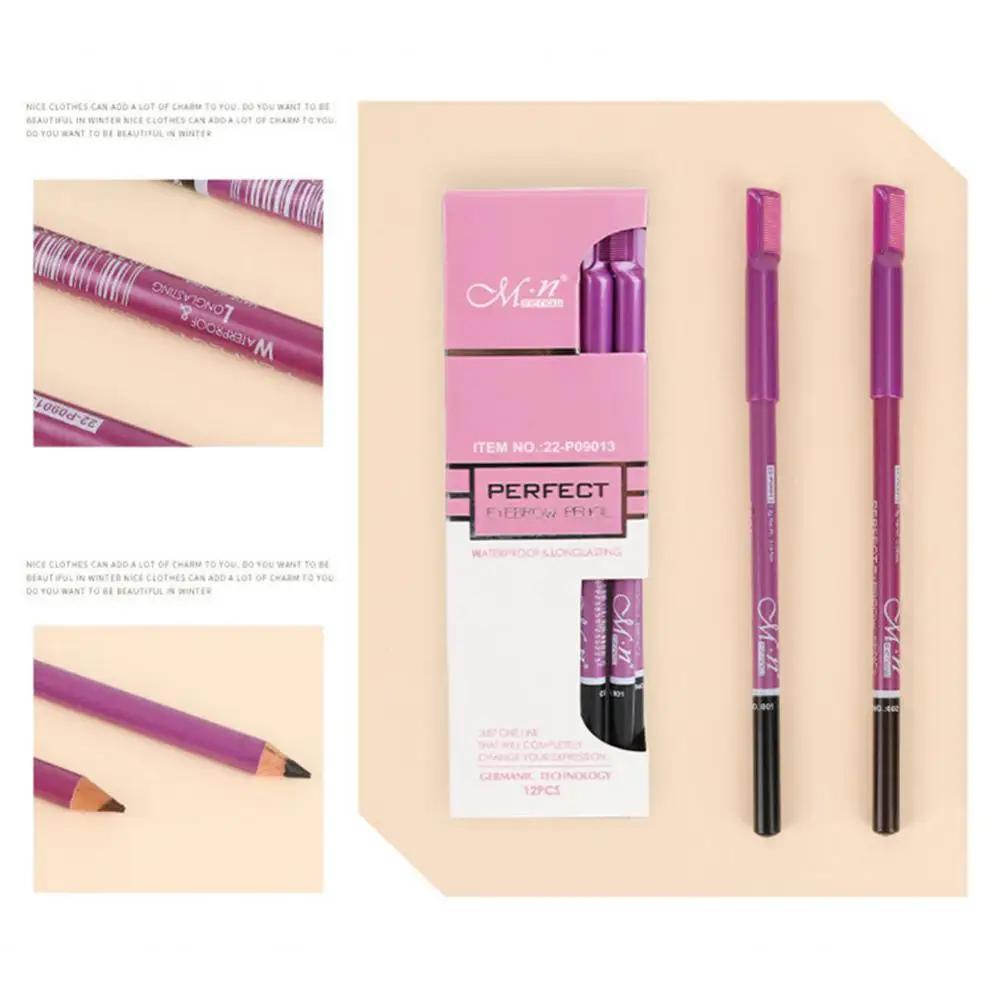 Black Eyebrow Soft Longlasting Eyebrown Pen Cosmetic Double Head Easy To Use With Eye Brown Brush