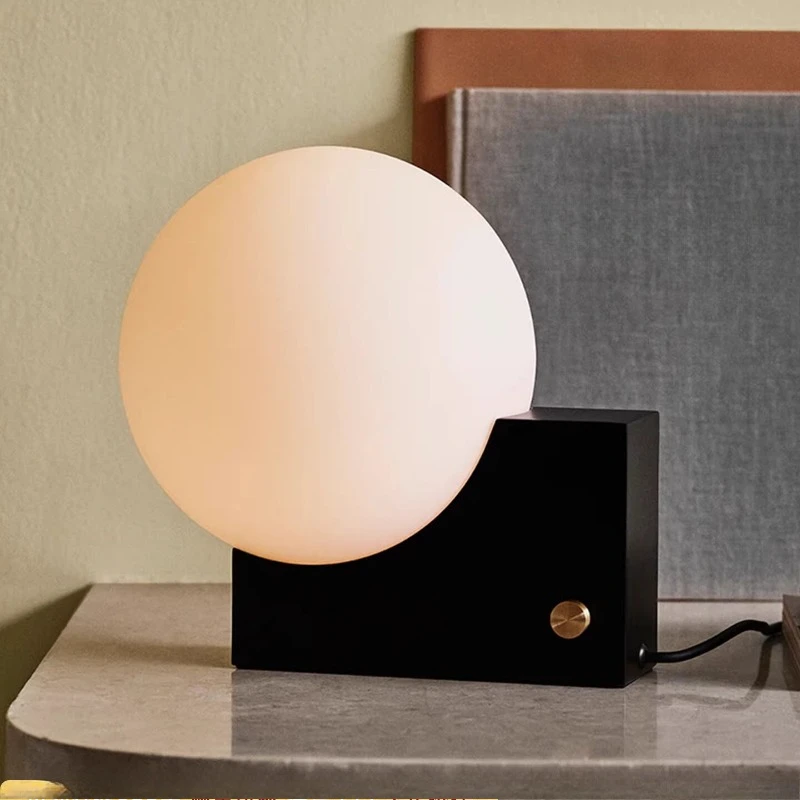 

Medieval glass decorative table lamp bedside desk geometric designer dimmable round ball table lamp