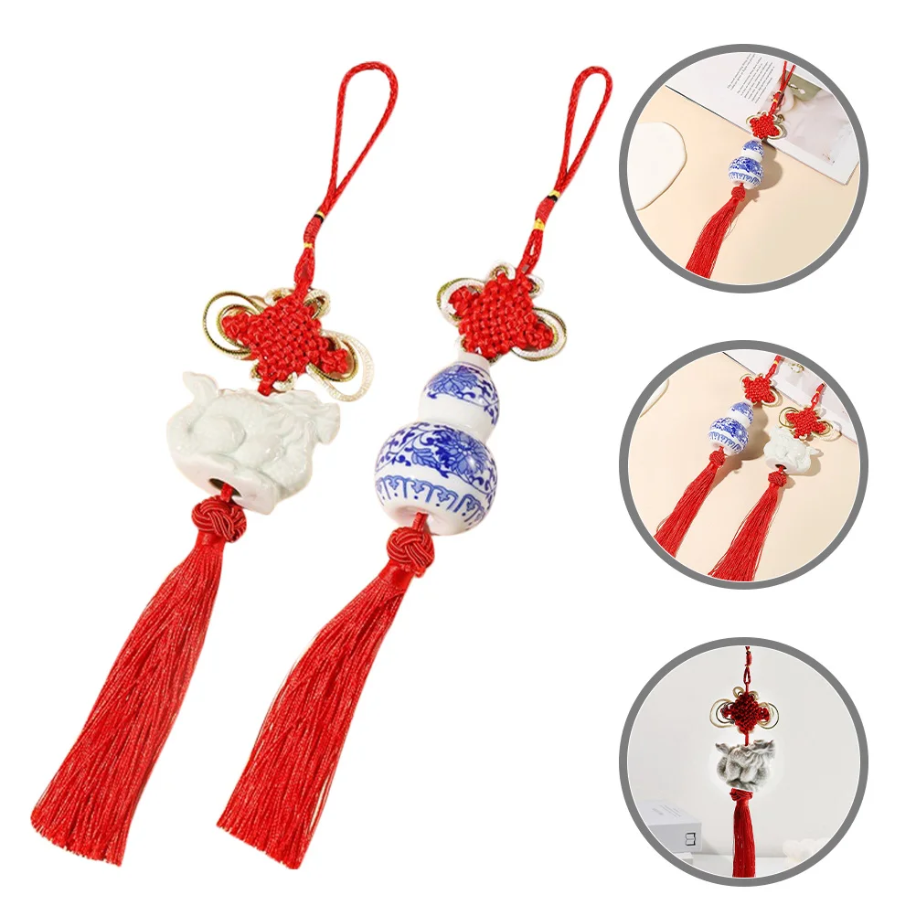 

2Pcs Vintage Style Ceramic Pendant Delicate Handicrafts for Home Car Christmas Tree Decoration Decorations Home