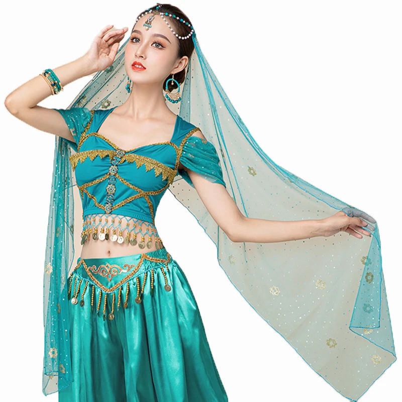 Belly Dancing Chiffon Scarf Elegant Stage Performance Headdress Prop Female Show Costumes Indian Dance Headband Shawl Scarf Veil