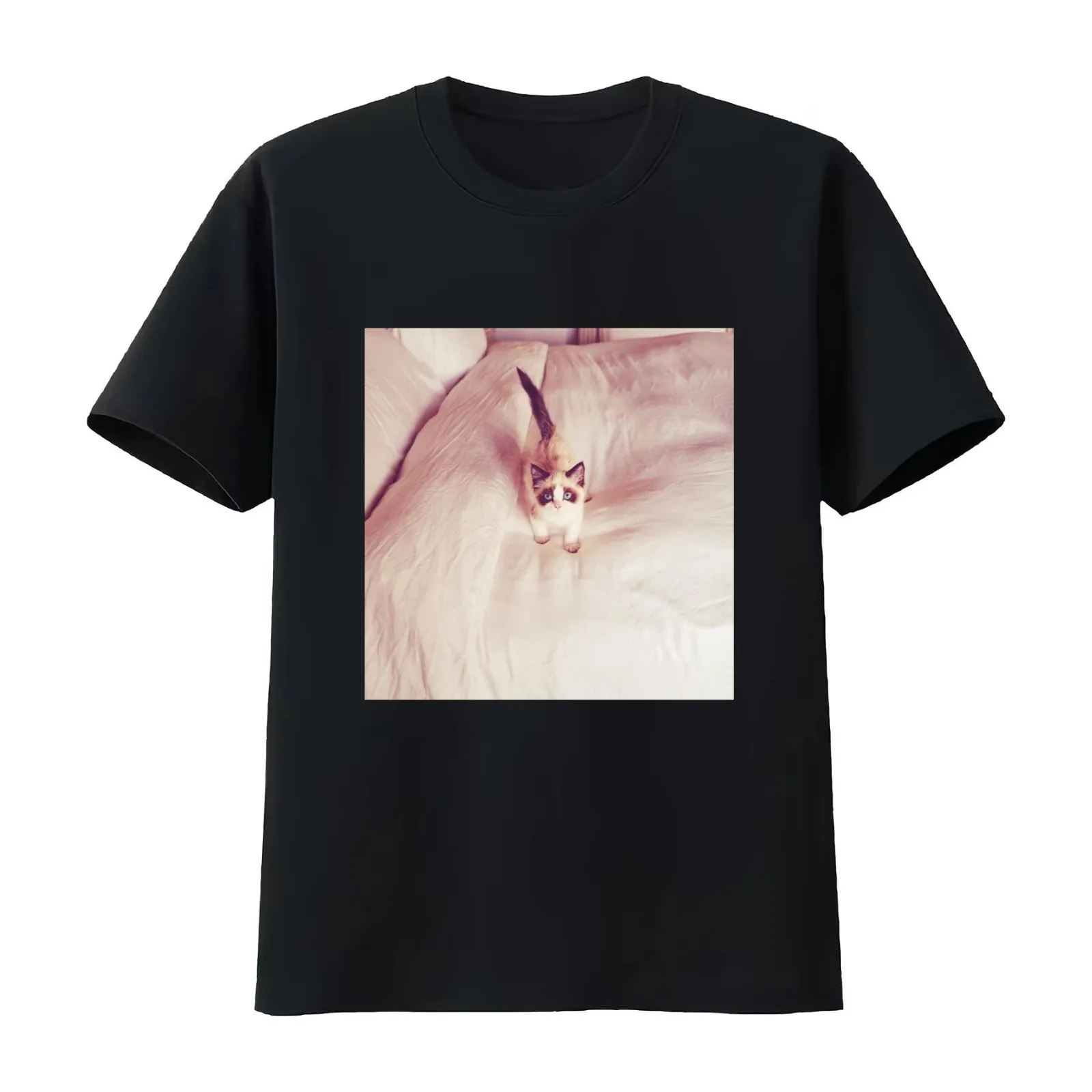 Benjamin Button Cat T-Shirt Summer Casual Cotton Tee Oversized Streetwear Tops Vintage Graphic Print Loose Fit Short Sleeve