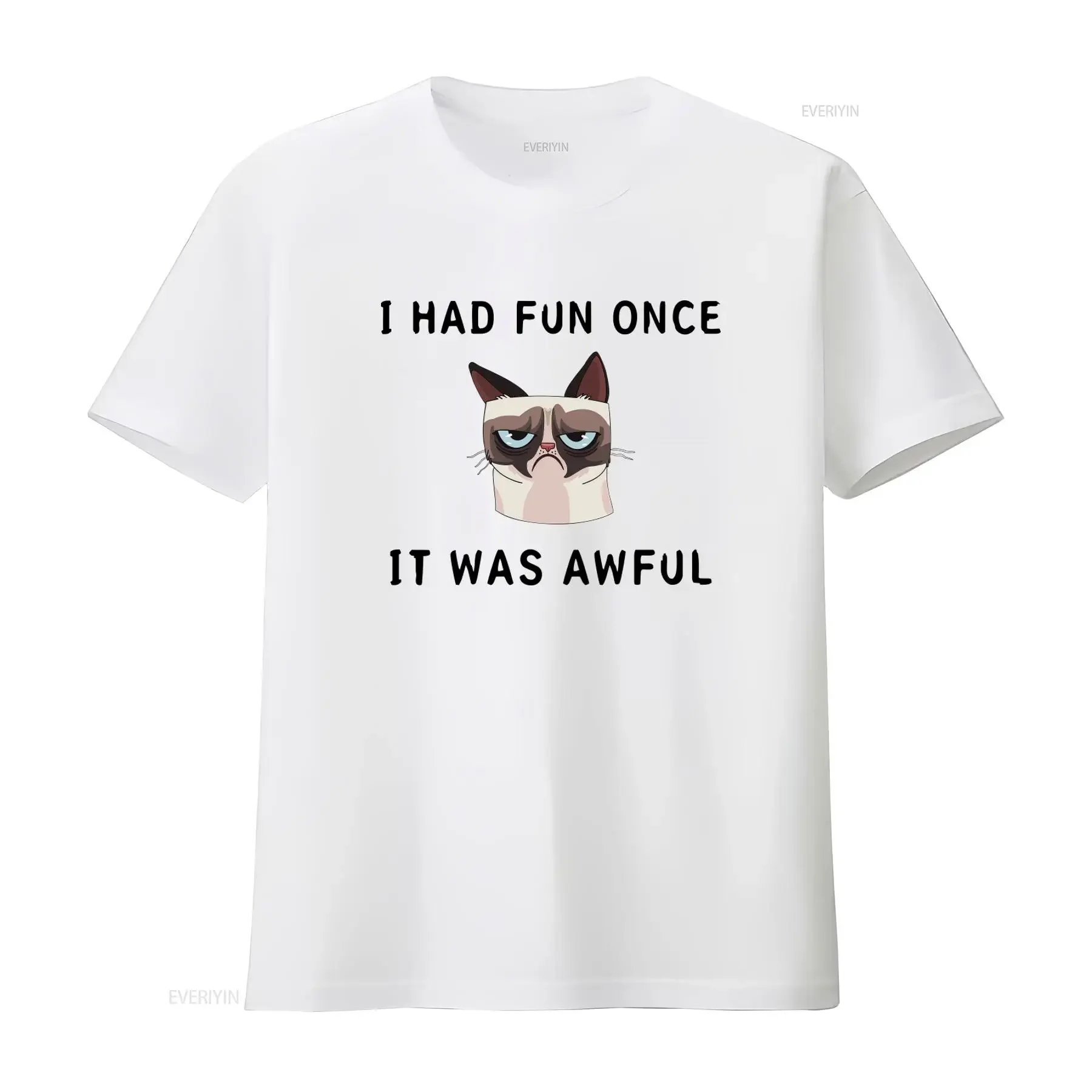 Funny Saying T Shirt I Had Fun Once It Was Awful Cat Owner Lover Stylish Design for Her vintage Washed graphic Versatile Soft