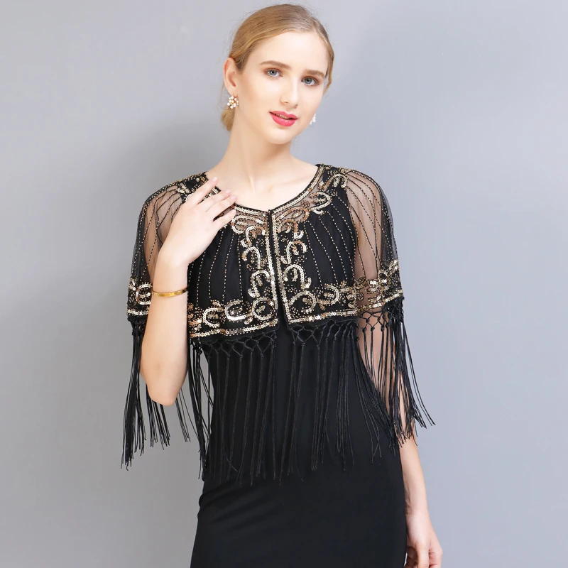 Vestido de baile latino personalizado para mujer, baile de ballet con lentejuelas, chal pequeño con borlas, chaqueta fina con protección solar, camisa holgada