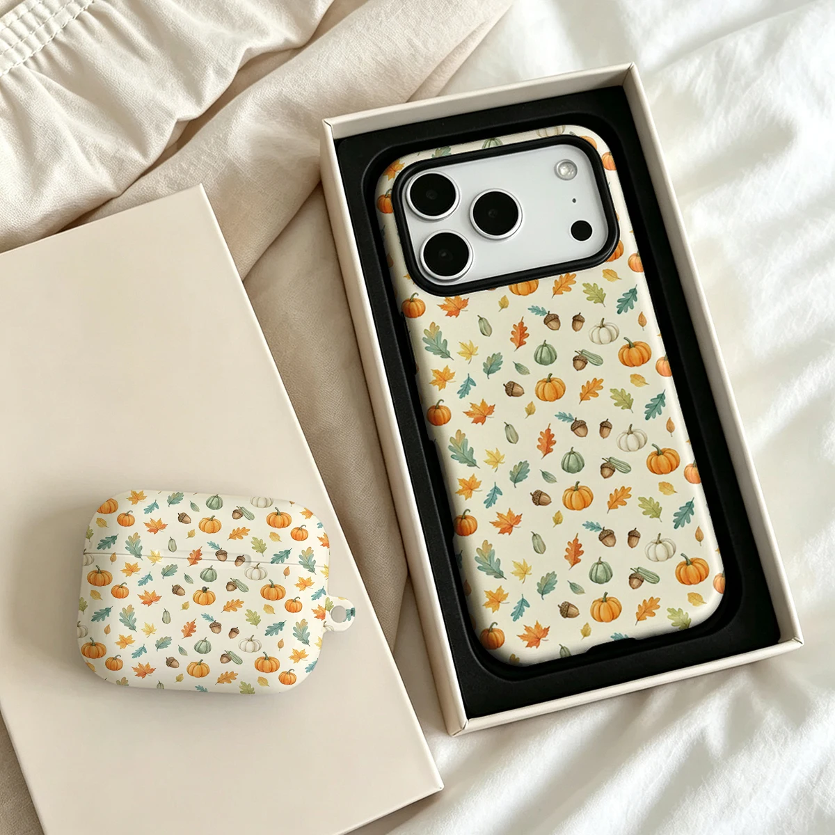 Pirve Matte Bumper For Magsafe Case For iPhone 18 17 16 15 14 Plus 13 Pro Max Shockproof Hard PC Pumpkin Oak Leaf Cover