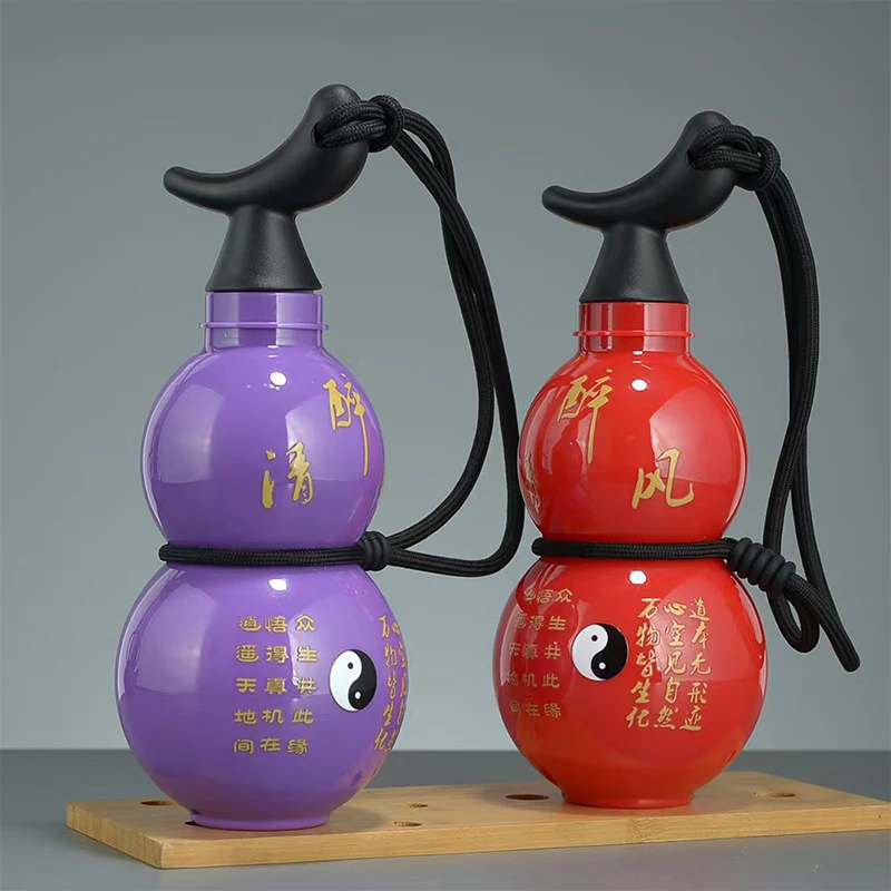 Botol air labu 730ML, botol air labu Fitness gaya Retro China, botol air labu kapasitas besar luar ruangan