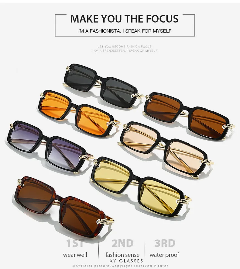 2026 Neue trendige quadratische Retro-Brille | Goldknoten-Detail und Metallbügel | Y2K Edgy-Girly-Stil – Detail 3