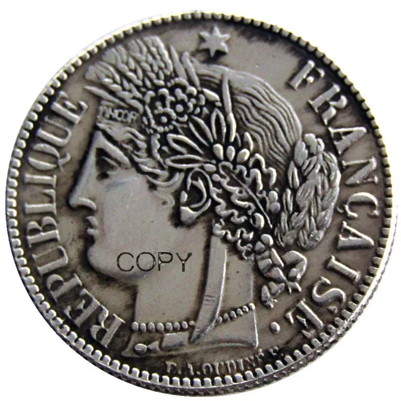 France 1 Franc 1849K Silver Plated Copy Coins