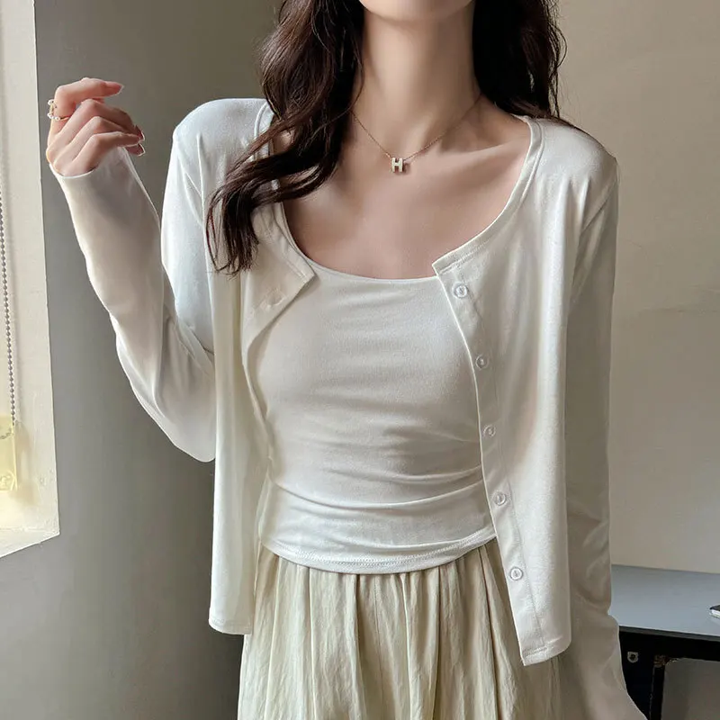 

Modal Sun Protection Cardigan for Women, Summer Thin Shawl Coat, High-End Air Conditioning Shirt, Long Sleeve Solid Color Top