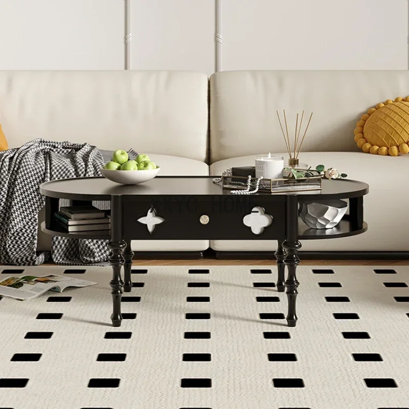 

Romeinse Vintage Theetafel Kleine Eenheid Franse Woonkamer Ovale Massief Houten Schelp Net Rood Instagram Korte Tafel Theetafel
