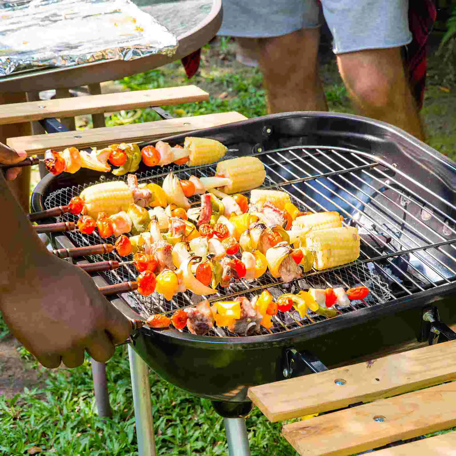 10 Stück Tablett Kühlergrill Einweg kühl regal Bratpfanne Grill kissen tragbare Grills Aluminium Grill Grill netz
