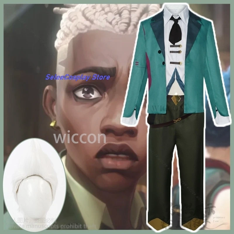 Ekko Cosplay Anime Game LOL Arcane S2 Costume Green Suit Unim Top Pants Wigs  Man Halloween Christmas Party Anime Style