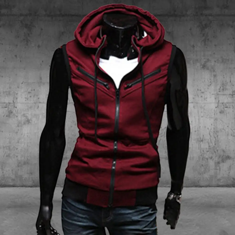 Men Sports Hood Vest Fitness Gym Sports Running Training Hooded Vest 2024 Autumn New Waistcoat Sleeveless Sweatshirt Coat