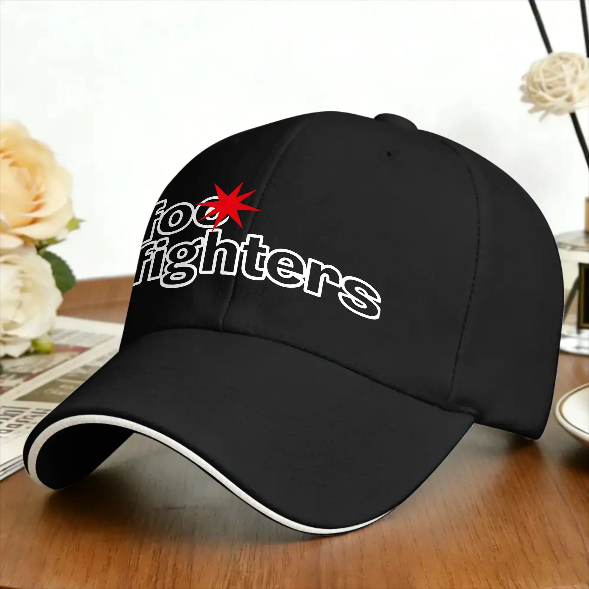 Foo Fighters White Outline Red Star Logo Casual Baseball Cap  Hiking Fishing Hip Hop Hats Summer Sun Visor Baseball Caps