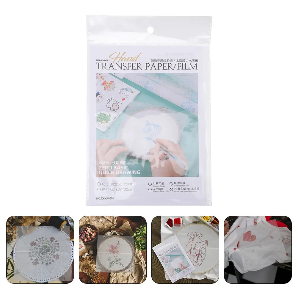 

8Pcs Water Soluble Embroidery Stabilizer Kit for DIY Transfer on Shoes T Shirts Clothing Wash Away Design Film