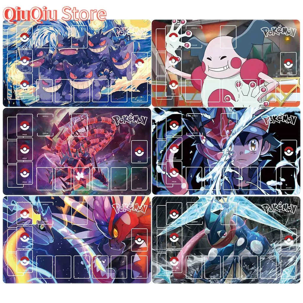 600x350x2mm diy ptcg gengar lucario cartão de jogo tapete de mesa ptcg greninja cartão de jogo de tabuleiro batalha esteira coleção cartão anime