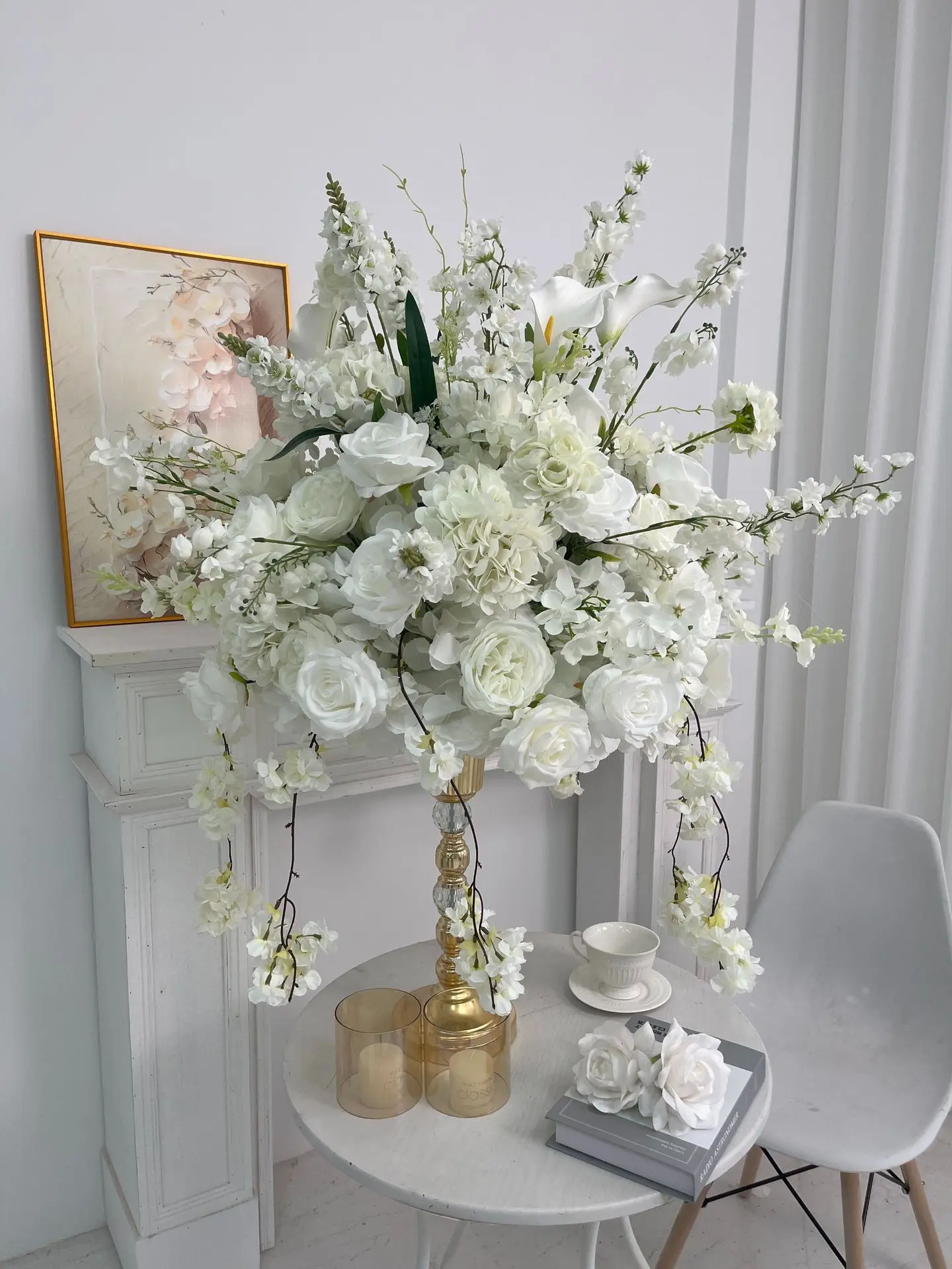 Künstliche Milchweiße Blumenkugel, Blumenball für Hochzeitsbogen-Dekoration, Tischarrangement, Schaufensterdekoration, Blumenreihe für Events, Großhandel – Detail 2