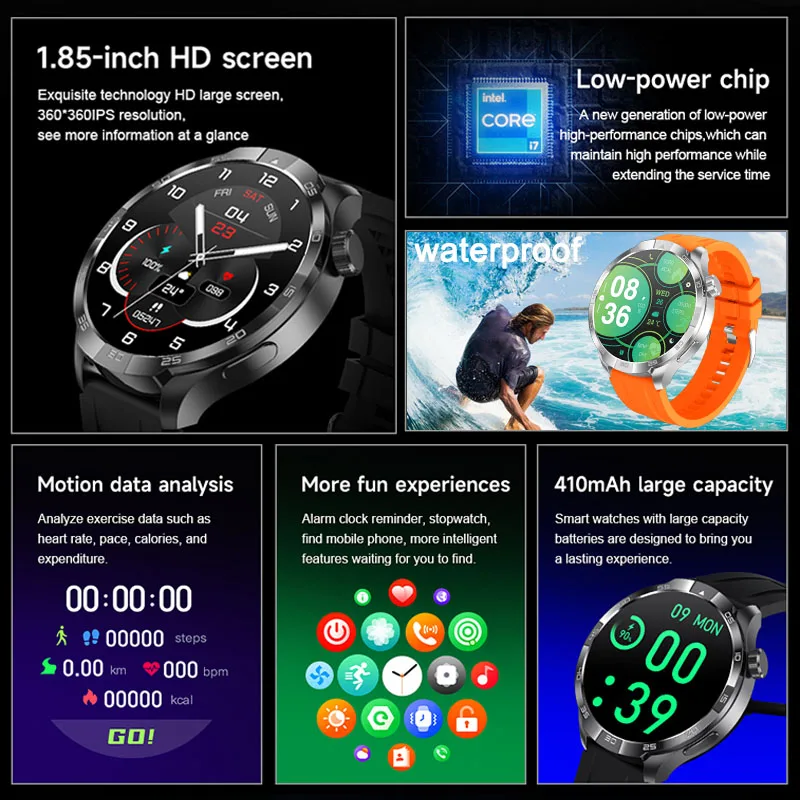 2024New For Huawei Xiaomi GPS Track Smart Watch Men 1.85-Inch Ultra HD AMOLED Screen 710 Mah Battery Bluetooth Call SmartWatches