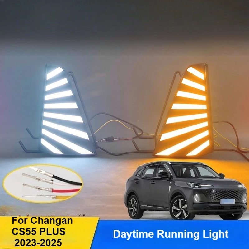 

For Changan CS55 Plus 2023 2024 2025 Daytime Running Light Led Flowing Turn Signal Lamp DRL Front Fog Light Accessories