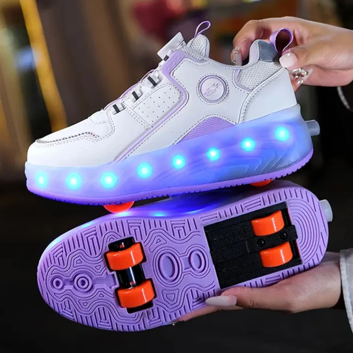 

Girls' walking shoes boys' four-wheel automatic deformation roller skates shining children's sports shoes princess shoes