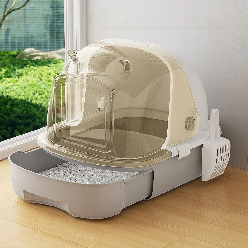 

Large Enclosed Cat Litter Box Household Oversized Cat Toilet Litter Box Flip Cover Splash Proof Odor Proof For Home Cat Supplies