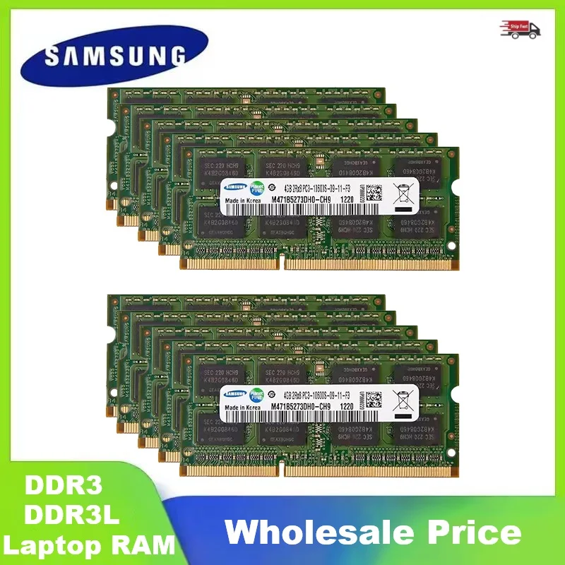 Memoria RAM SODIMM para ordenador portátil SAMSUNG, 8GB, 4GB, 2GB, DDR3L, DDR3, 1333Mhz, 1600Mhz, SO-DIMM, PC3-10600, Memoria de alto rendimiento, 5/10/50 Uds.