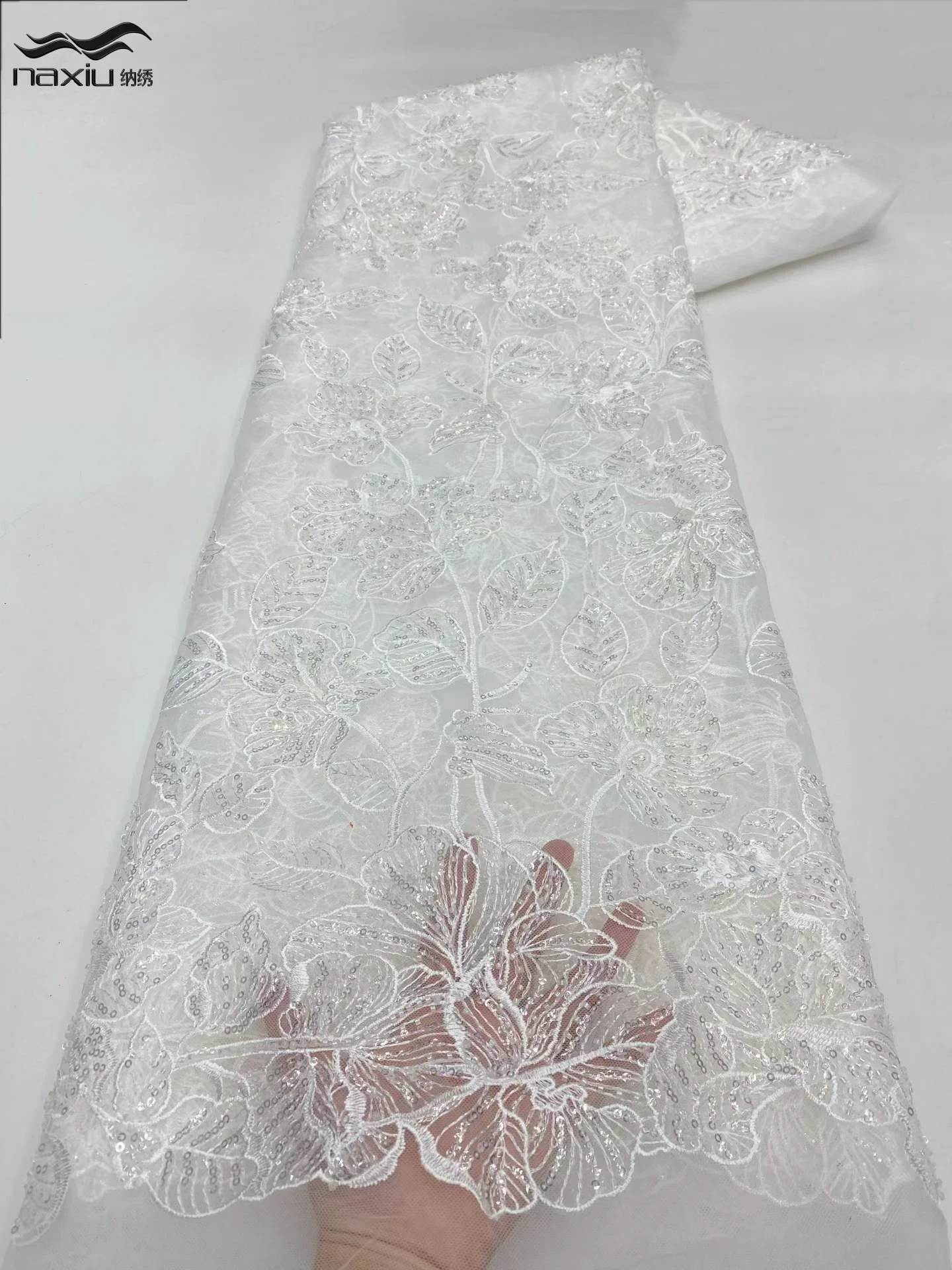 

Madison White African Lace Fabric 2026 High Quality 5Yards Hot Sale Luxury Tulle Embroidery Fabric Women Dresses Material Sewing