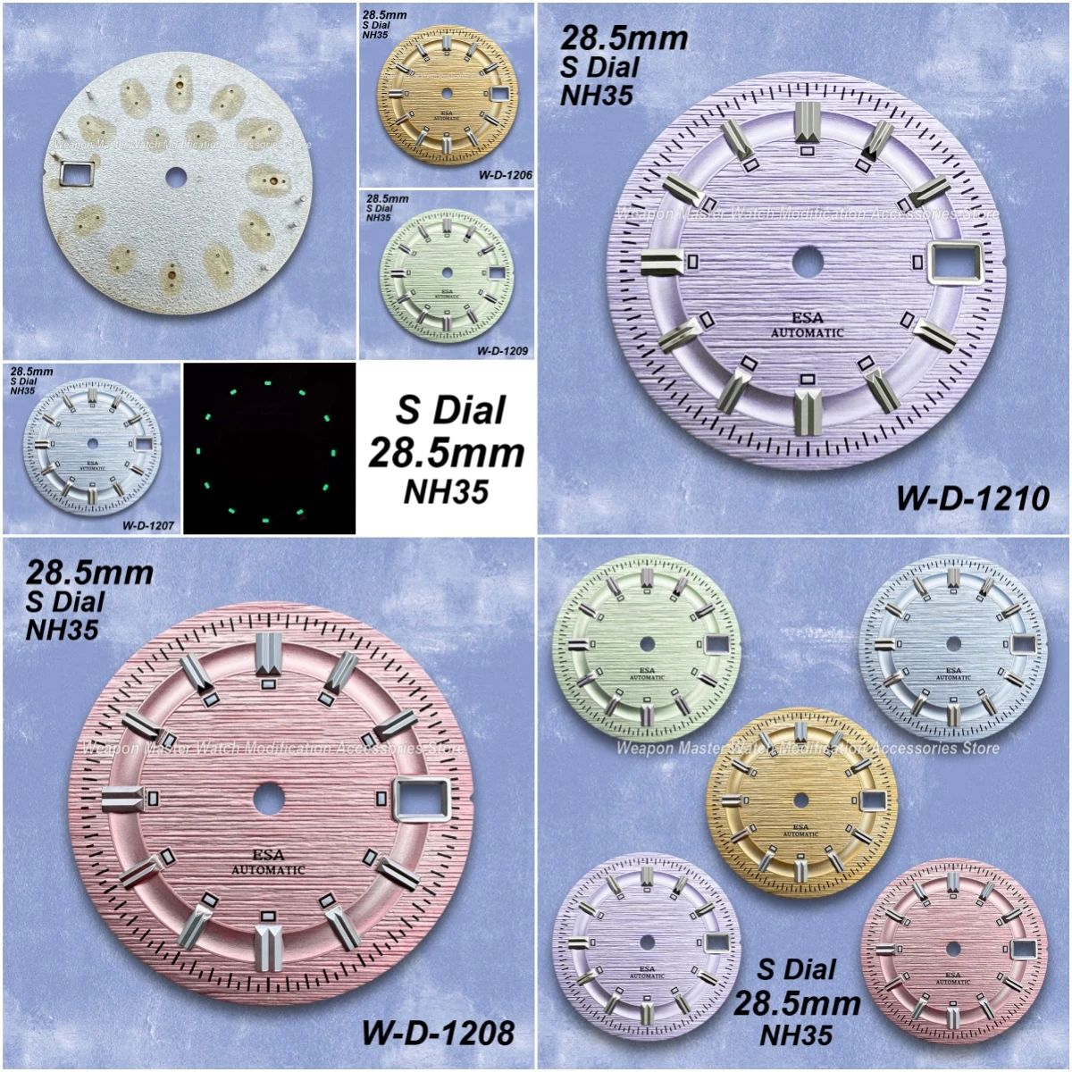 

28.5mm S Logo Stripe Dial Fit NH35/NH36/4R/7S Automatic Movement A Few Green Luminous High-Quality Watch Modified Accessories