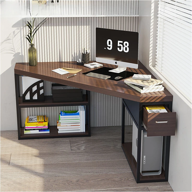 Solid wood desk, computer desk, integrated table, home corner computer desktop table, log simple learning corner, writing desk