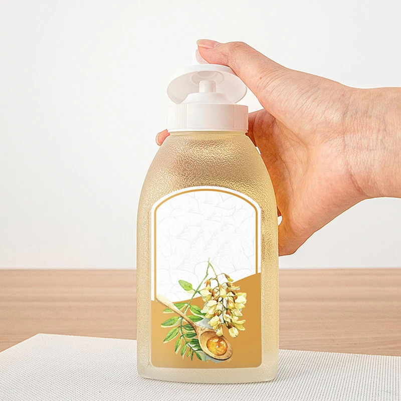 ●550g Transparent Non-Drip Honey Dispenser Honey Squeeze Bottle Vinegar Oil Syrup Bottle Pot Dispenser Kitchen Tool