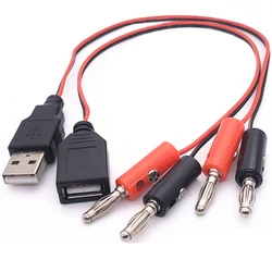 20/50cmUSB Male/Female to 4MM Banana Plug Test Lead A Female Charging Cable USB Socket to Banana Plug Connection Conductive Wire