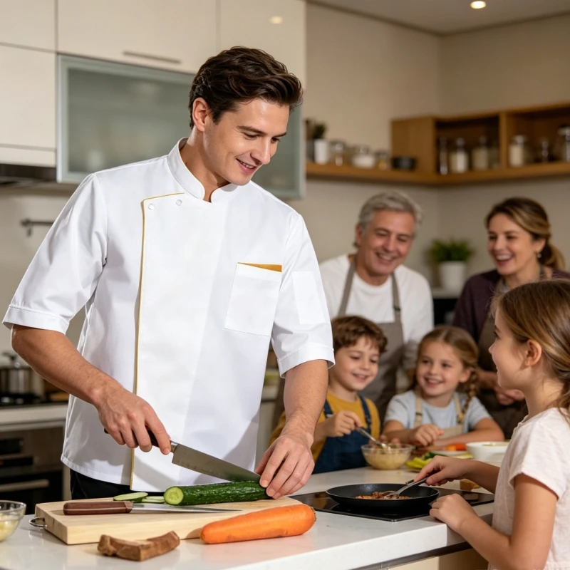Uisex Seven Sleeve Chef's Work Clothes Catering Hotel Cake Shop Baking Kitchen Work Clothes Stain Resistant Chef's Clothes