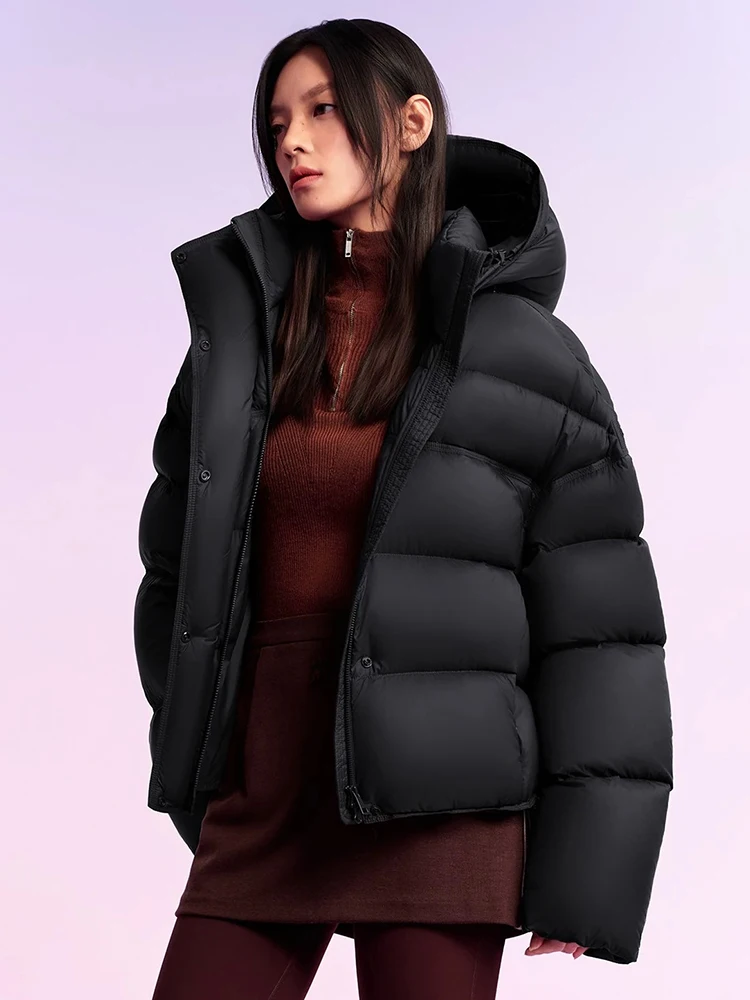 Winter Waterproof White Duck Down Outwears Women Puff Fluffy Hooded Short Down Jacket Female Warm Thick Loose Zipper Down Jacket