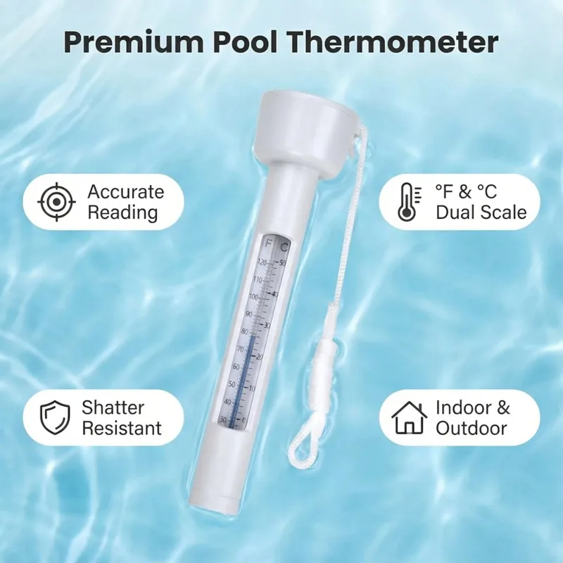 ABUE-Floating Pool Thermometer For Swimming Pools, Spas, Hot Tubs, Aquariums-Water Temp Gauge With String Temperature
