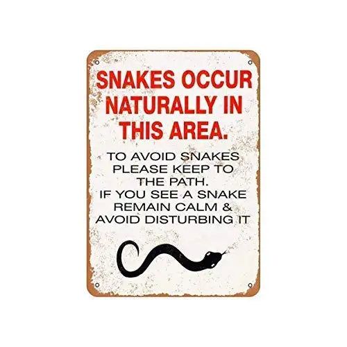Patisaner Snakes Occur Naturally in This Area Vintage Look Metal Sign 8x12 inch / 20x30 cm